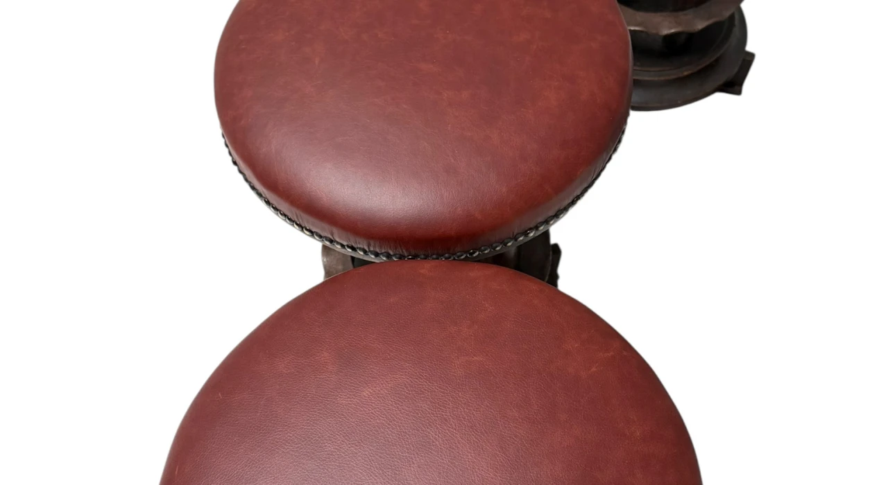 Six Art Deco Amsterdamse School Stools with Leather Tops, 1920s